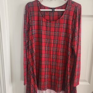 Intro. Red Plaid Women's Top